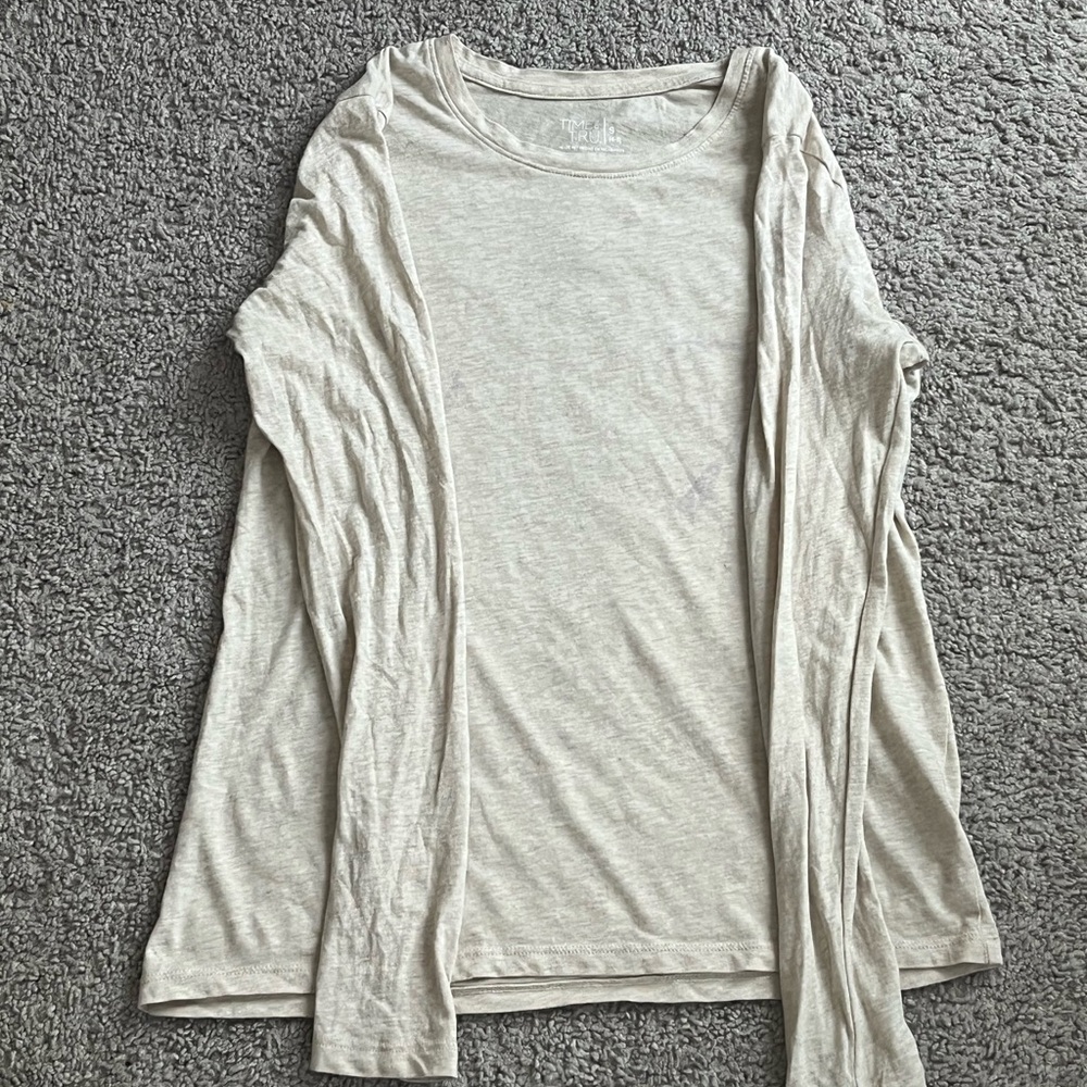 Tan Long Sleeve Crew Neck Tee